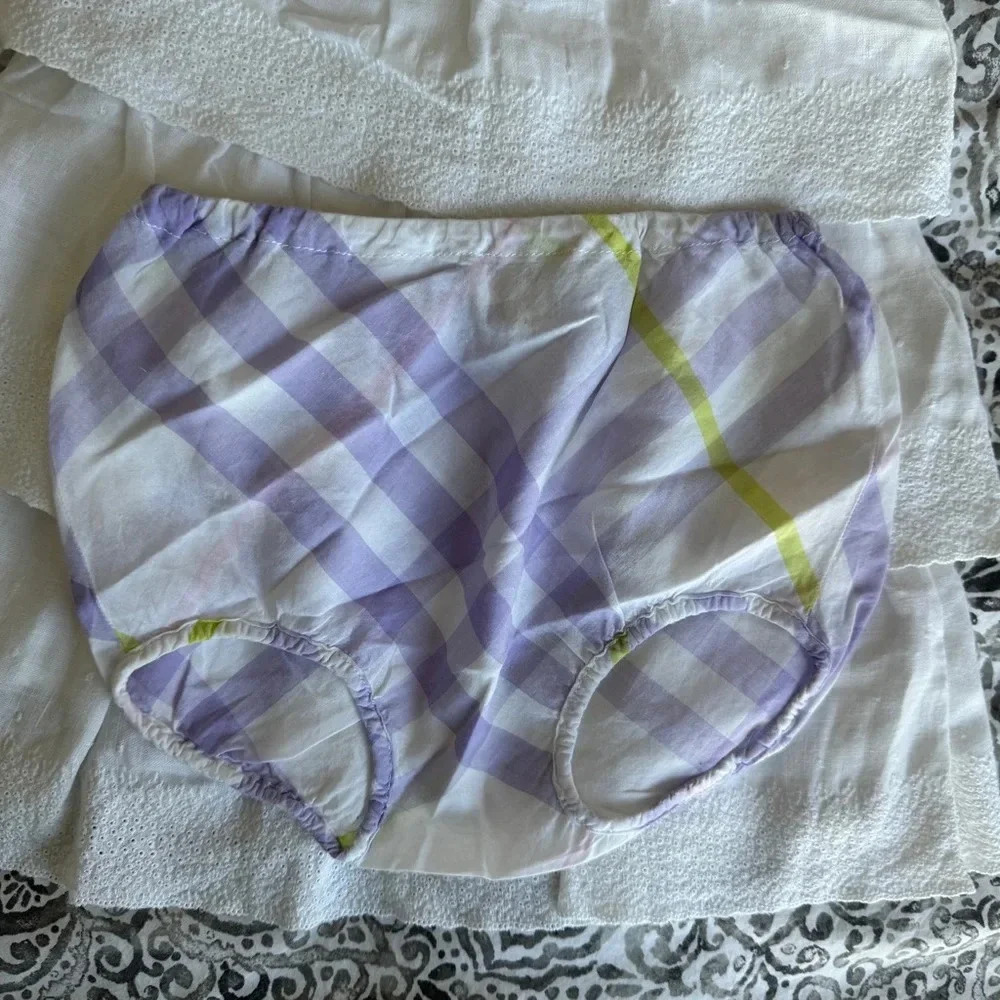 Burberry Set dress + pants 3/6 months strapless Burberry white purple - Picture 4 of 7